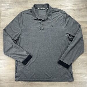 Travis Mathew XL Gray Hearhered Casual Long Sleeve Golf Polo Golf Preppy